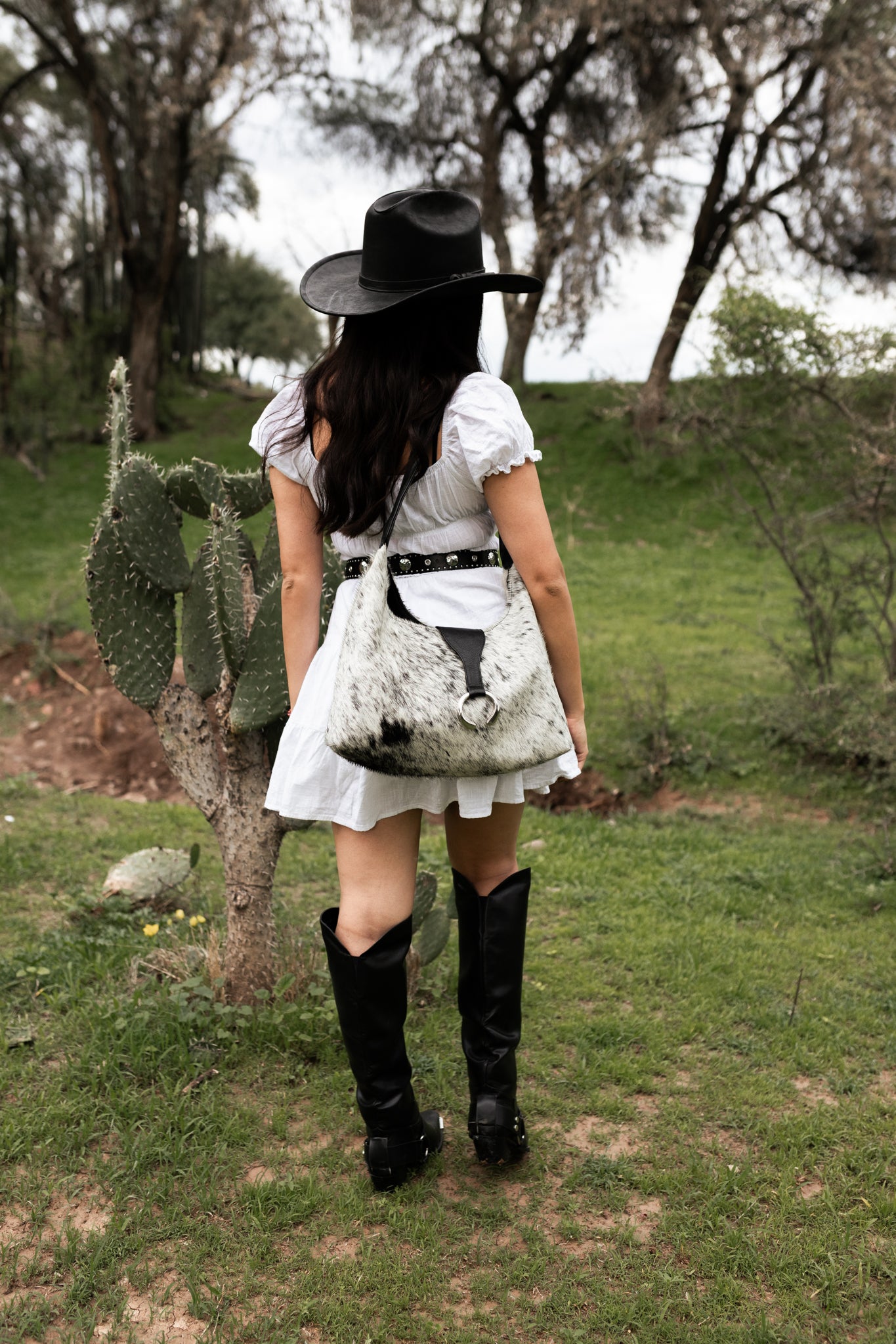 Bolsa Texas | Pelo de vaca original color Black